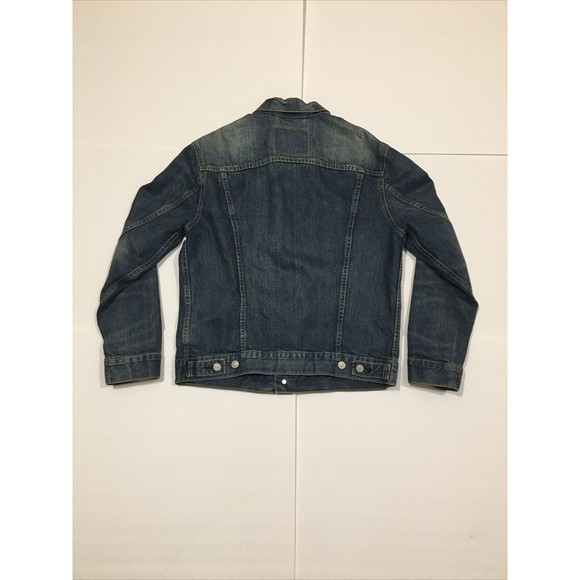 Levi Strauss Levi's Mens Dark Wash Faded Denim Trucker Jacket Size Small - Picture 5 of 9
